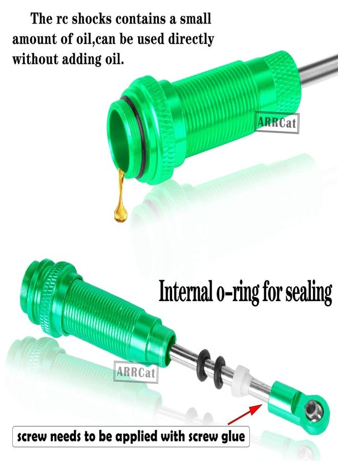 ARRCat RC Shocks Upgrade Parts for 1/10 Senton 4X4 Granite 4X4 Vorteks 4X4 Bigrock 4X4 Typhon 4X4 RC Truck,4PCS Full Aluminum Front Rear Big Bore Hops Up by ARRCat,Replace AR330550 AR330551,Green - Image 5